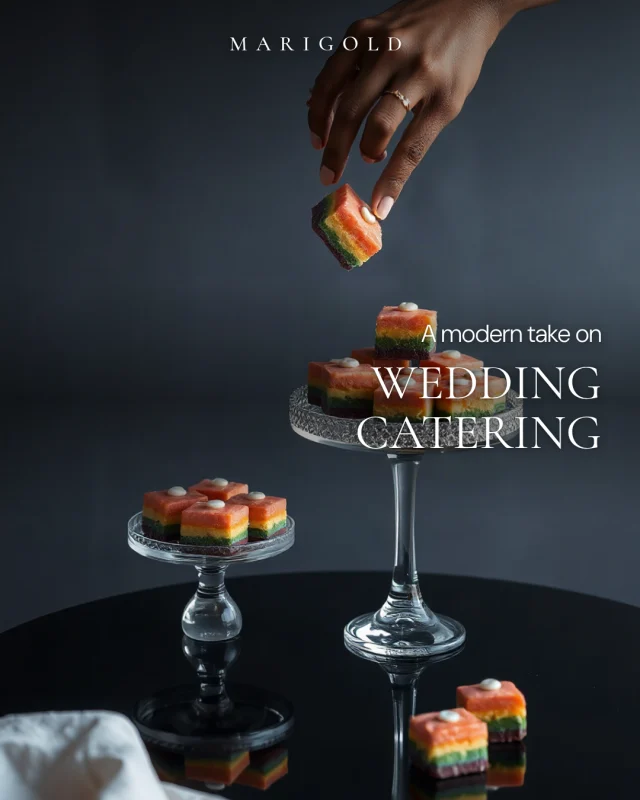 A social post design for a wedding catering: dark, quiet and editorial for a caterer