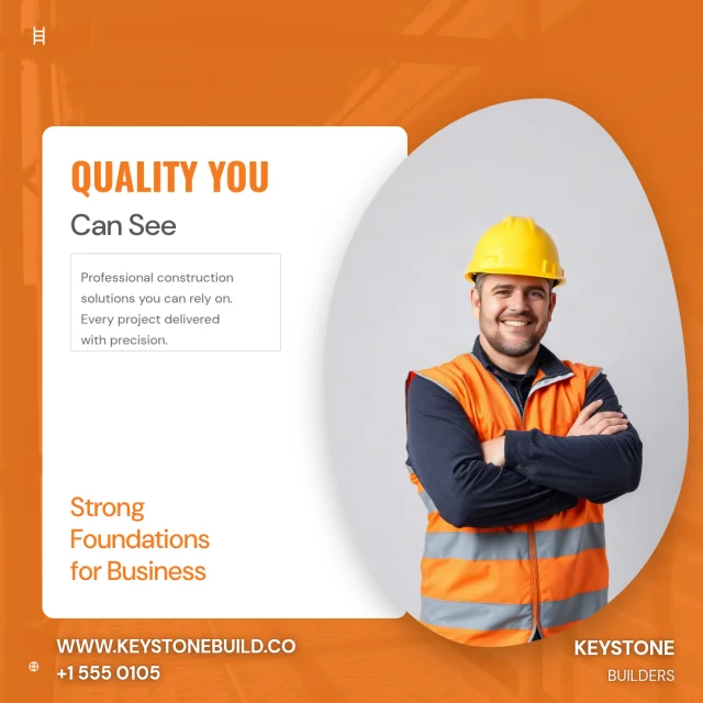 Keystone Builders post: Quality you can see: a builder in a hard hat