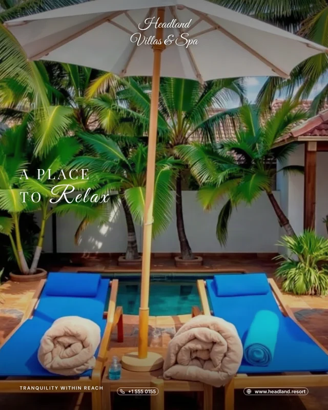 A social post design for a resort: poolside, with the brand set over the scene