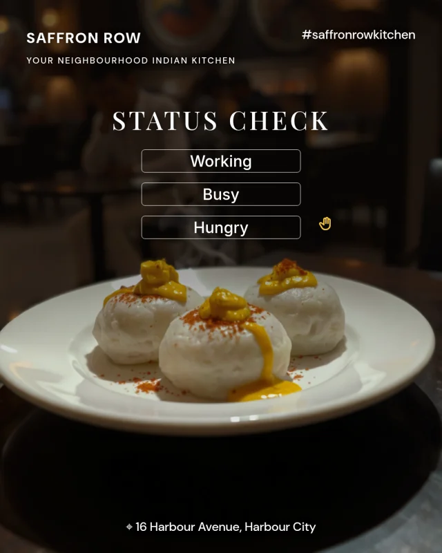 A social post design for a restaurant: a playful dessert post for an indian kitchen