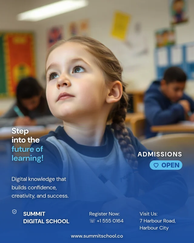 Summit Digital School post: Admissions open: a girl in a classroom
