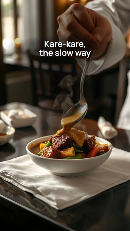 Tall story frame of a private chef serving a dish