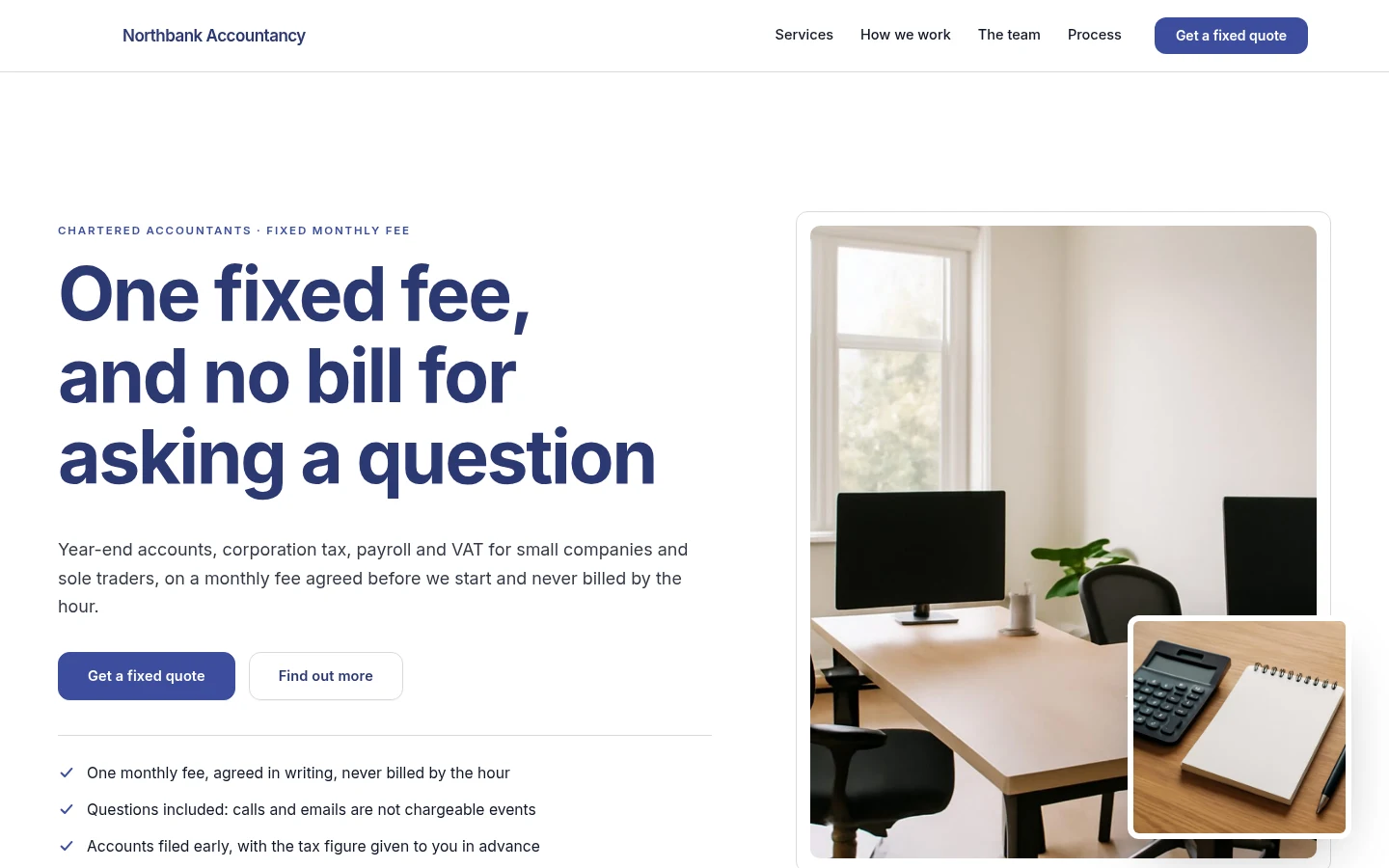 The Northbank Accountancy website, as a visitor sees it