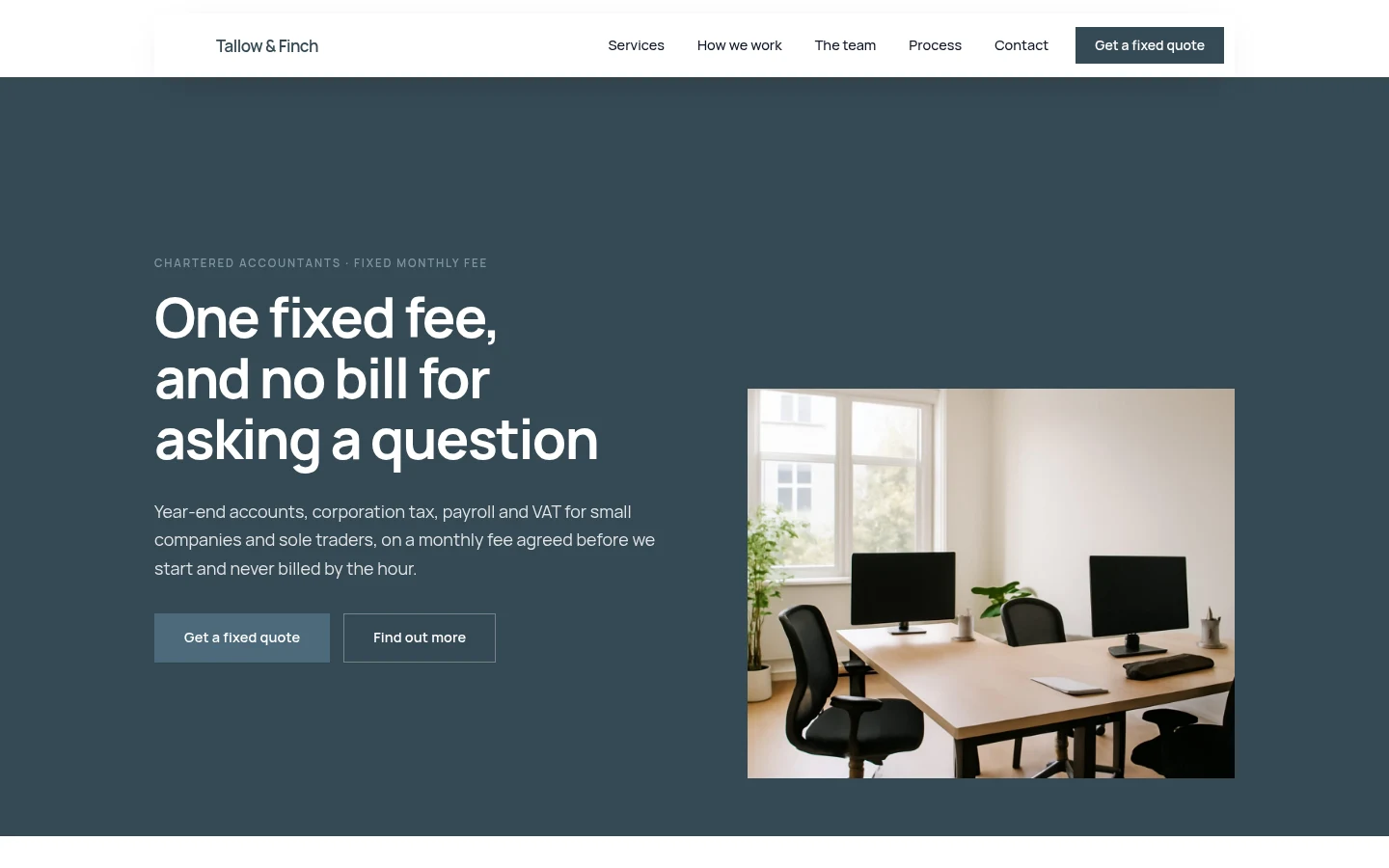 The Tallow & Finch website, as a visitor sees it