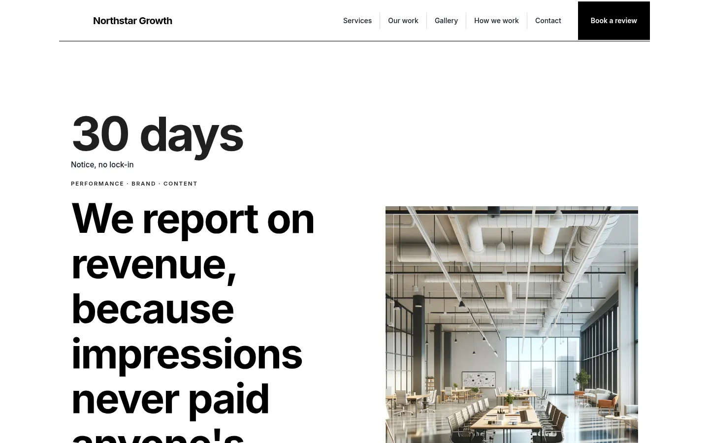 The Northstar Growth website, as a visitor sees it
