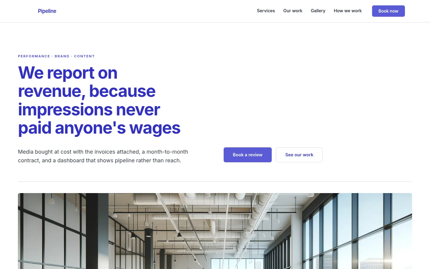 The Pipeline website, as a visitor sees it