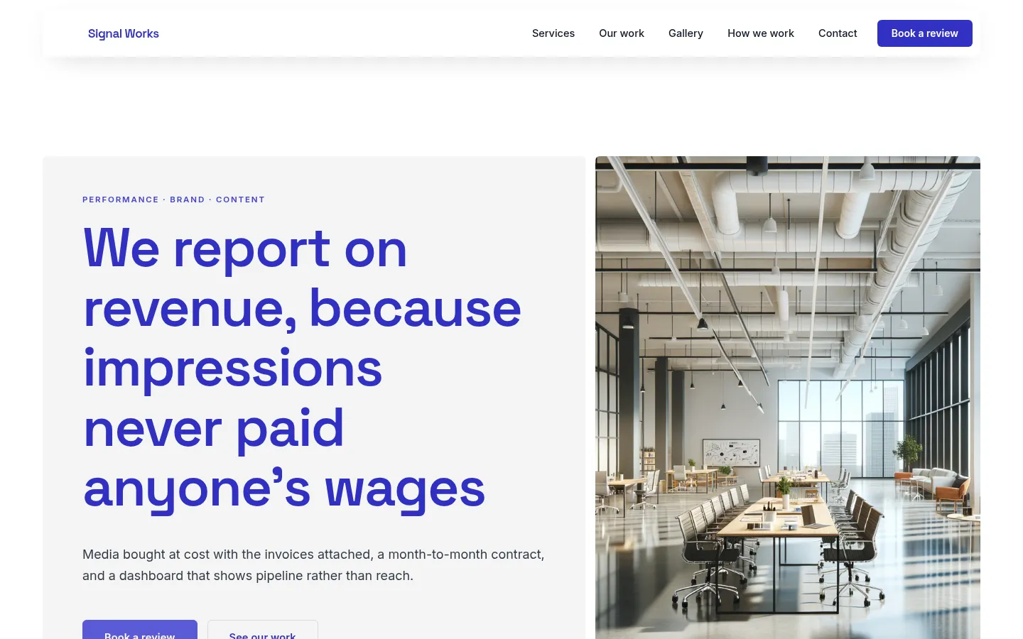 The Signal Works website, as a visitor sees it