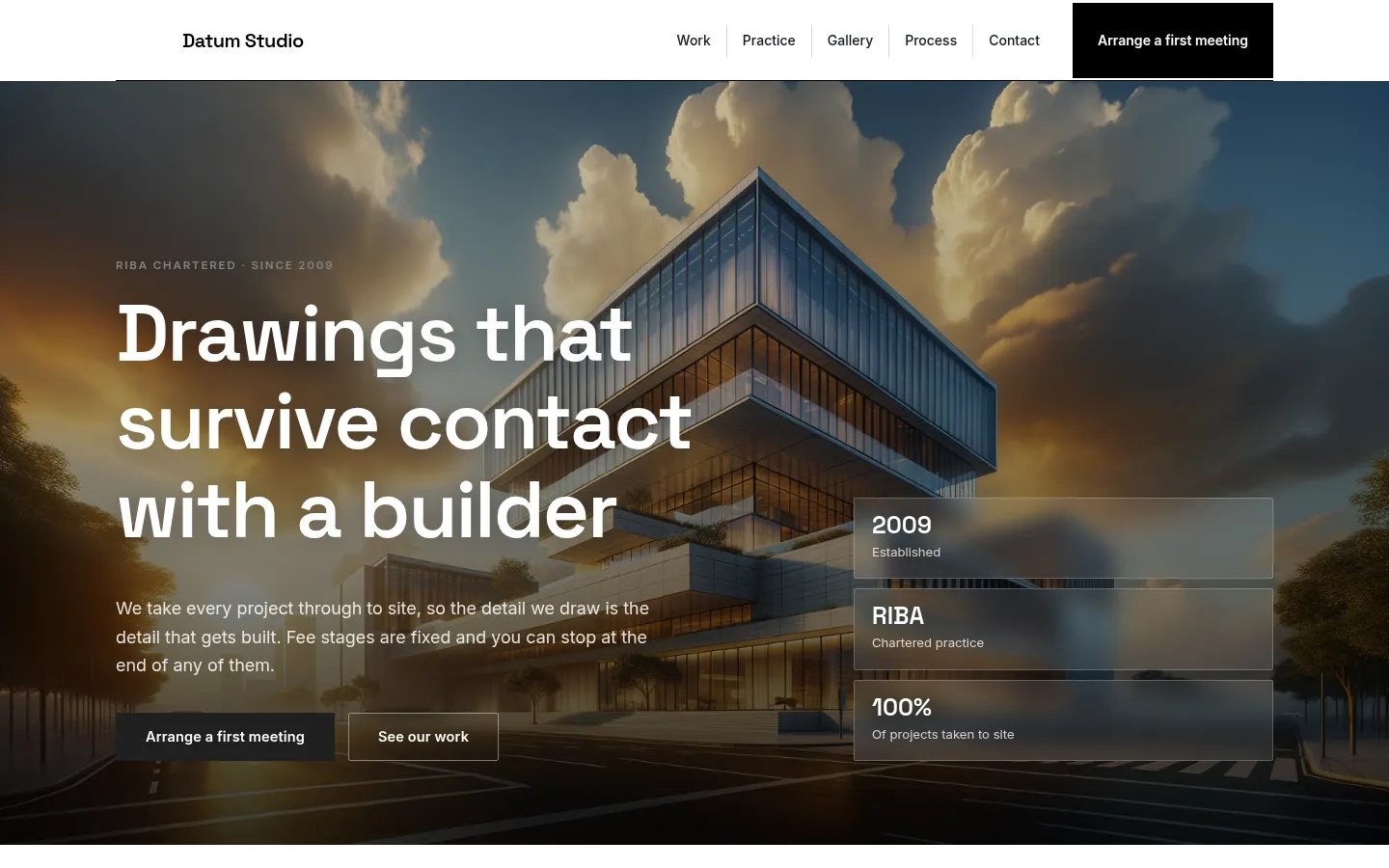 The Datum Studio website, as a visitor sees it