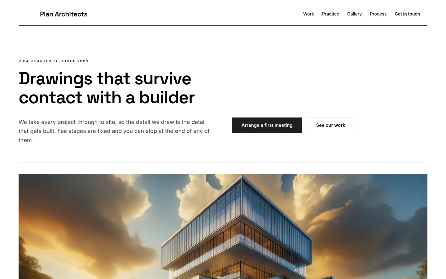 The Plan Architects website, as a visitor sees it