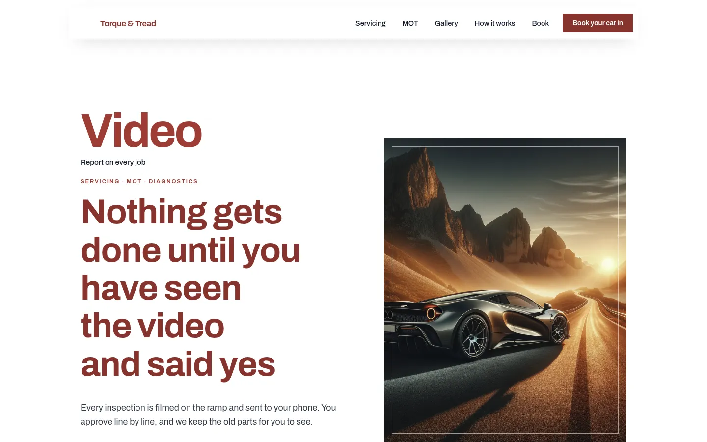 The Torque & Tread website, as a visitor sees it