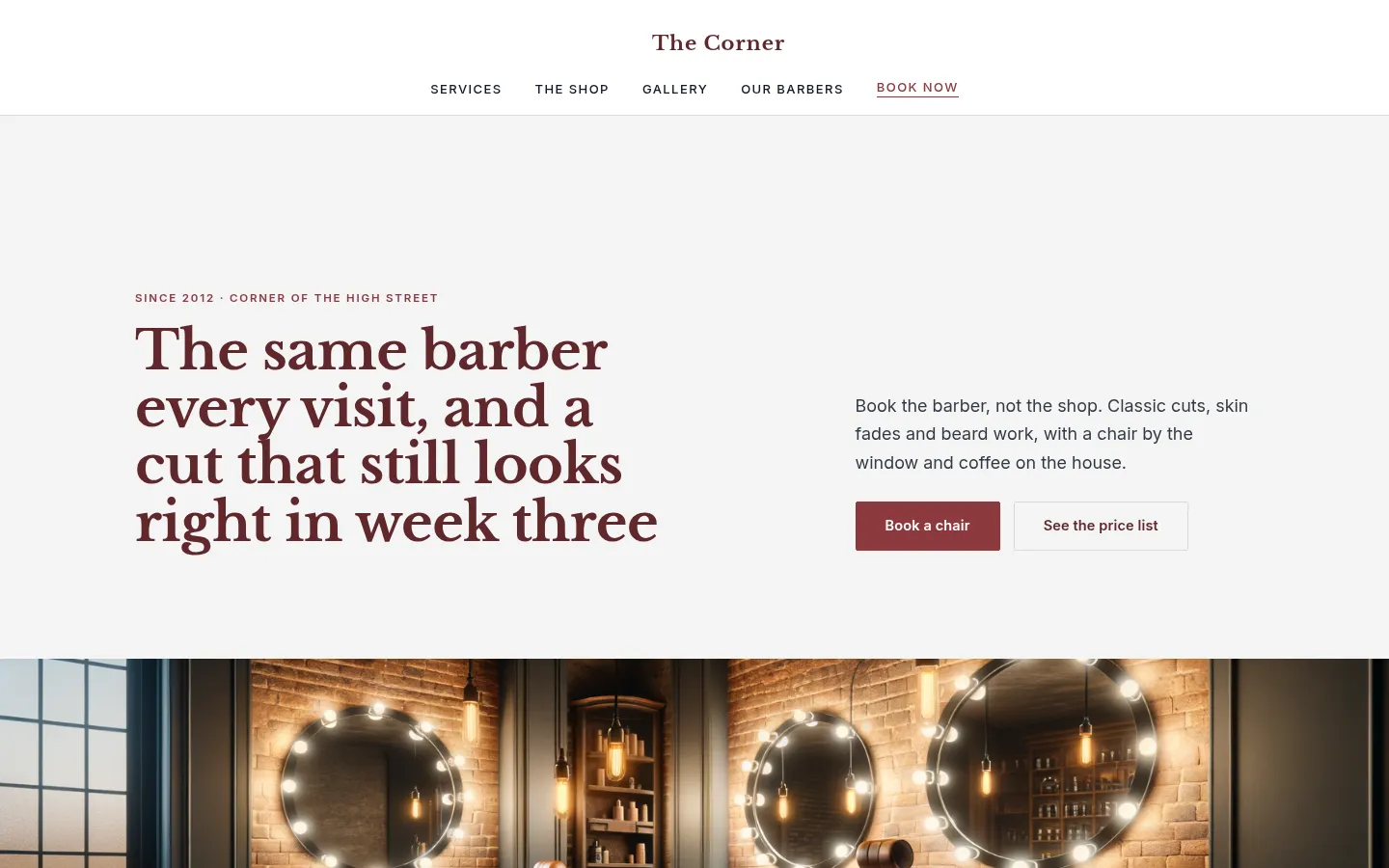 The The Corner website, as a visitor sees it