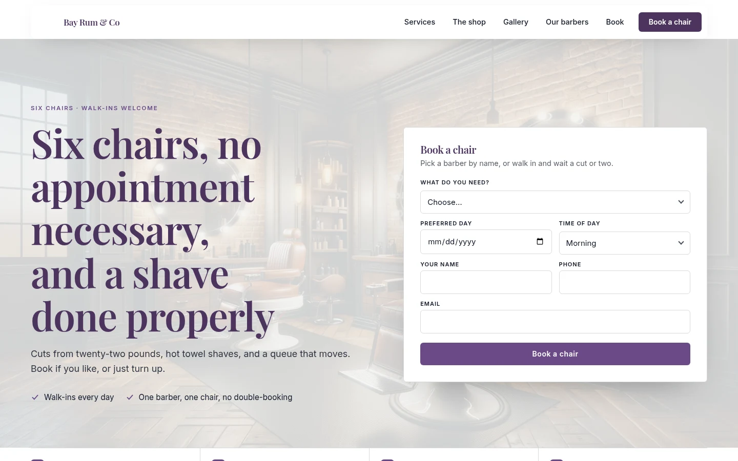 The Bay Rum & Co website, as a visitor sees it
