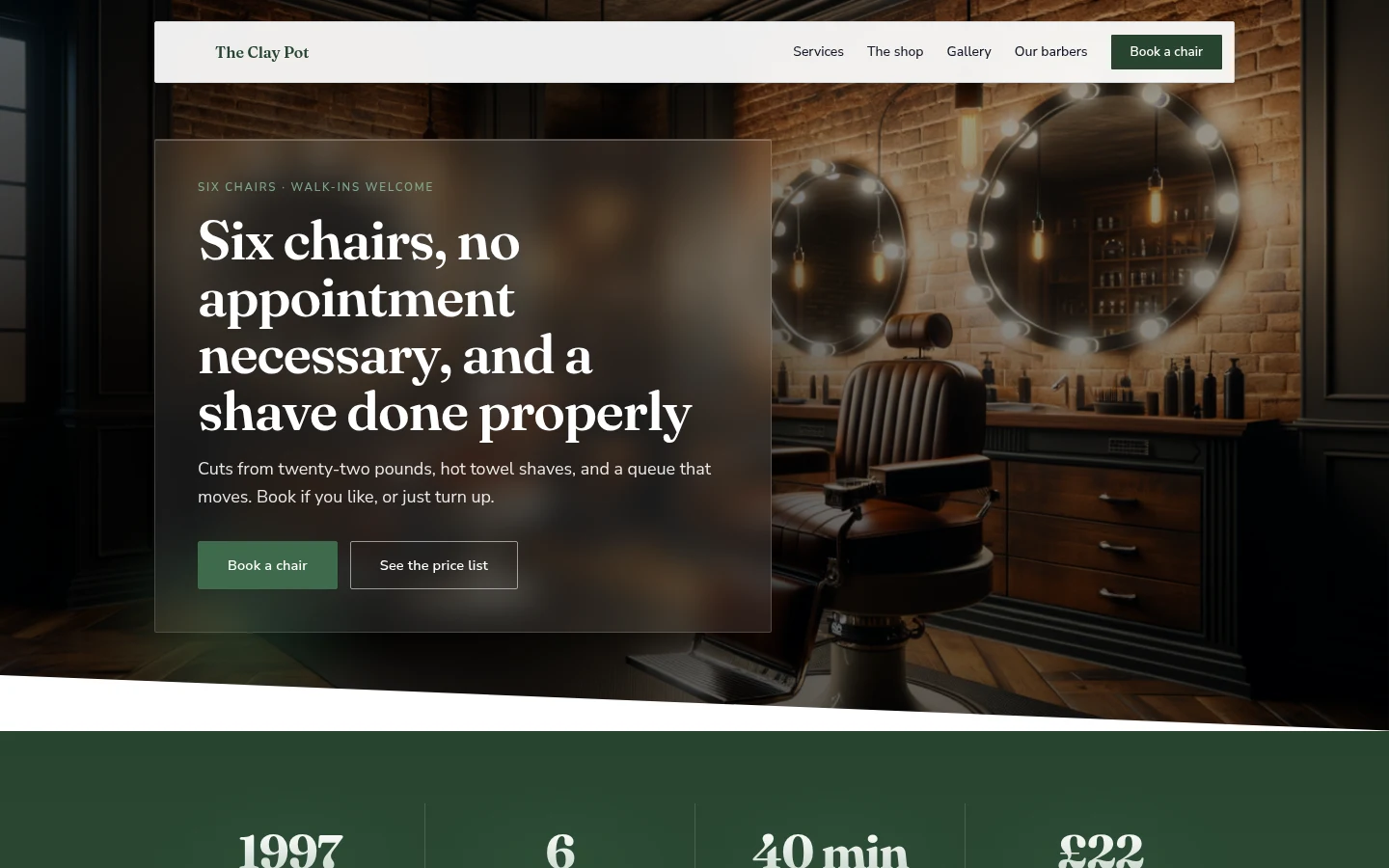 The The Clay Pot website, as a visitor sees it