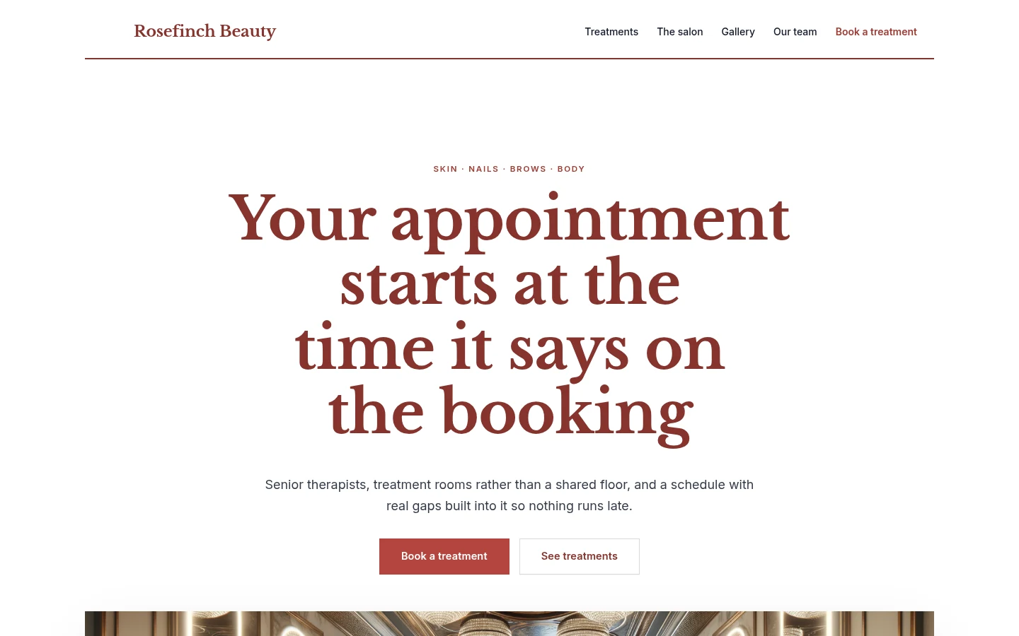The Rosefinch Beauty website, as a visitor sees it