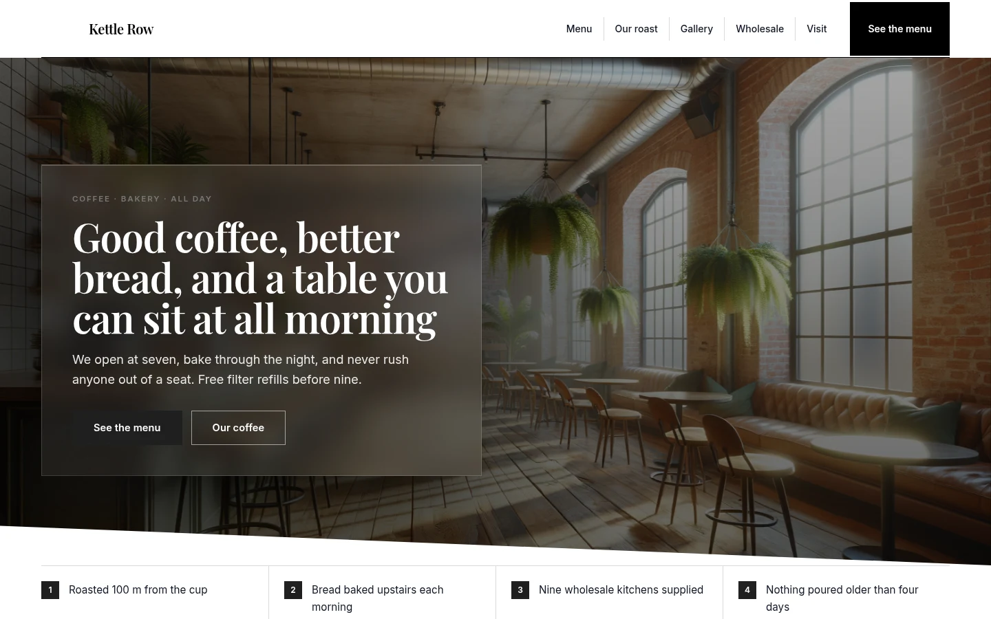 The Kettle Row website, as a visitor sees it