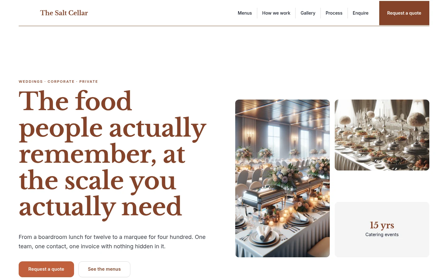 The The Salt Cellar website, as a visitor sees it