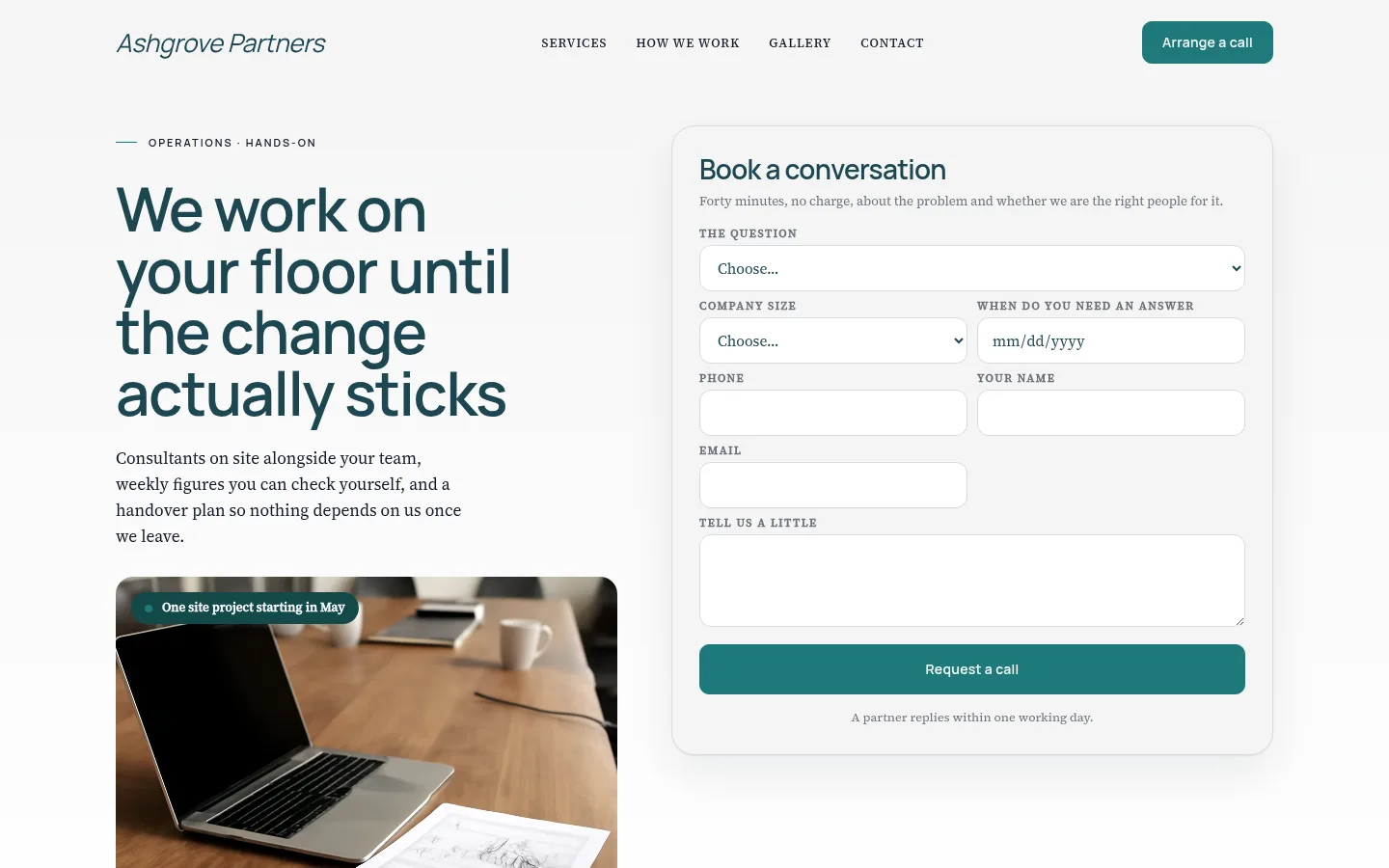 The Ashgrove Partners website, as a visitor sees it
