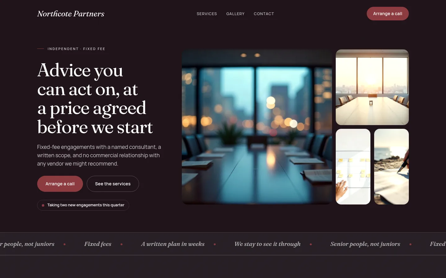 The Northcote Partners website, as a visitor sees it