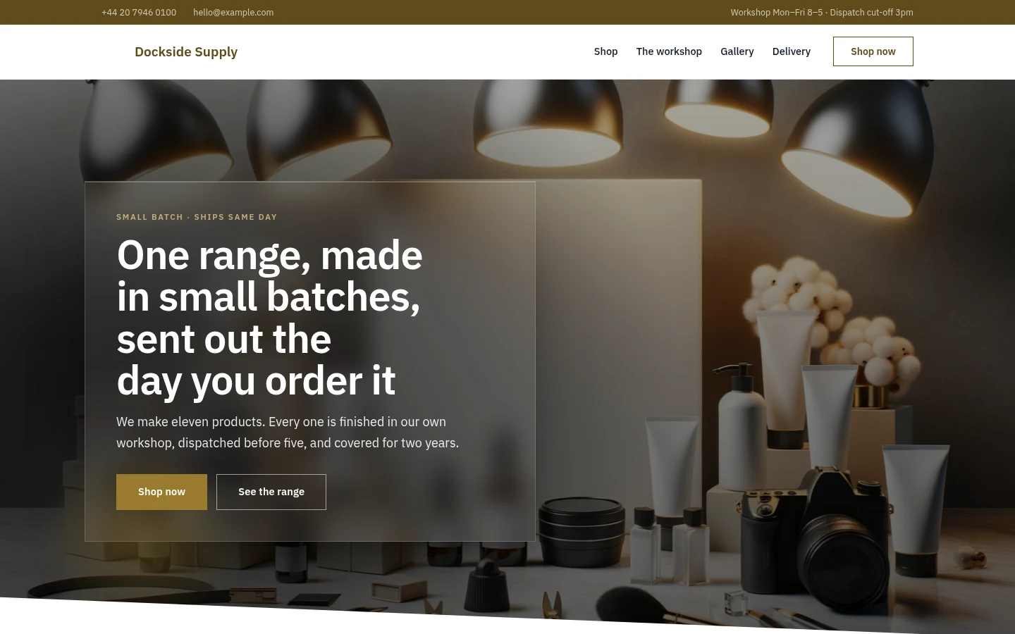 The Dockside Supply website, as a visitor sees it
