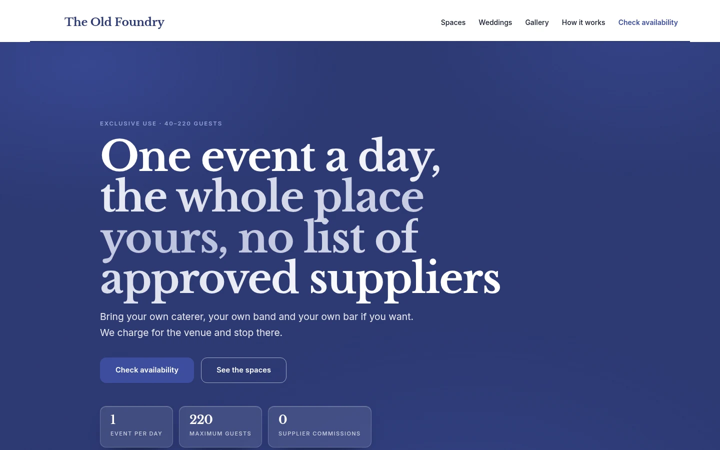 The The Old Foundry website, as a visitor sees it