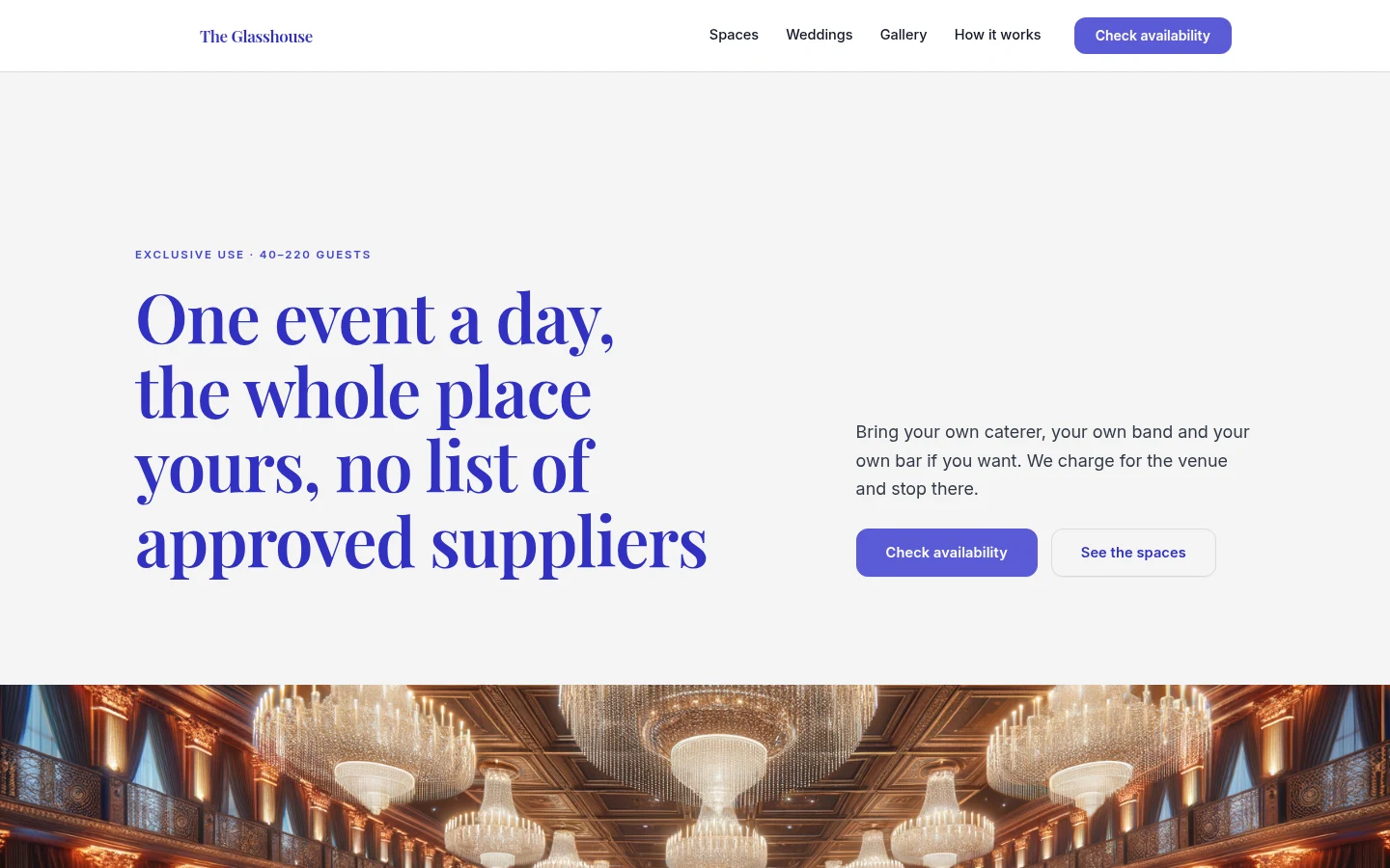 The The Glasshouse website, as a visitor sees it