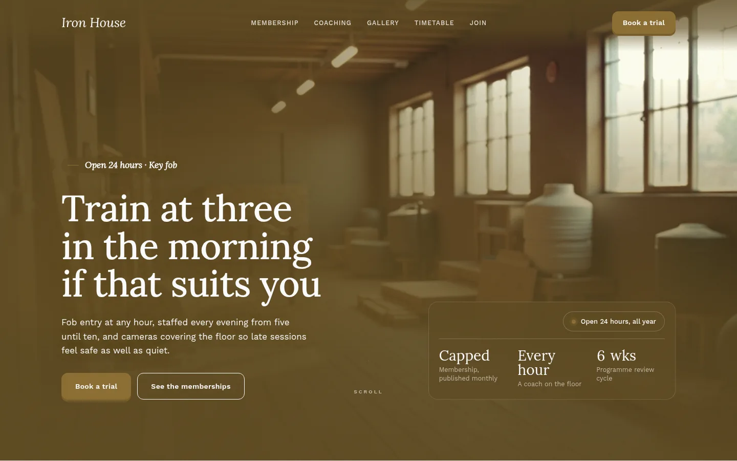 The Iron House website, as a visitor sees it