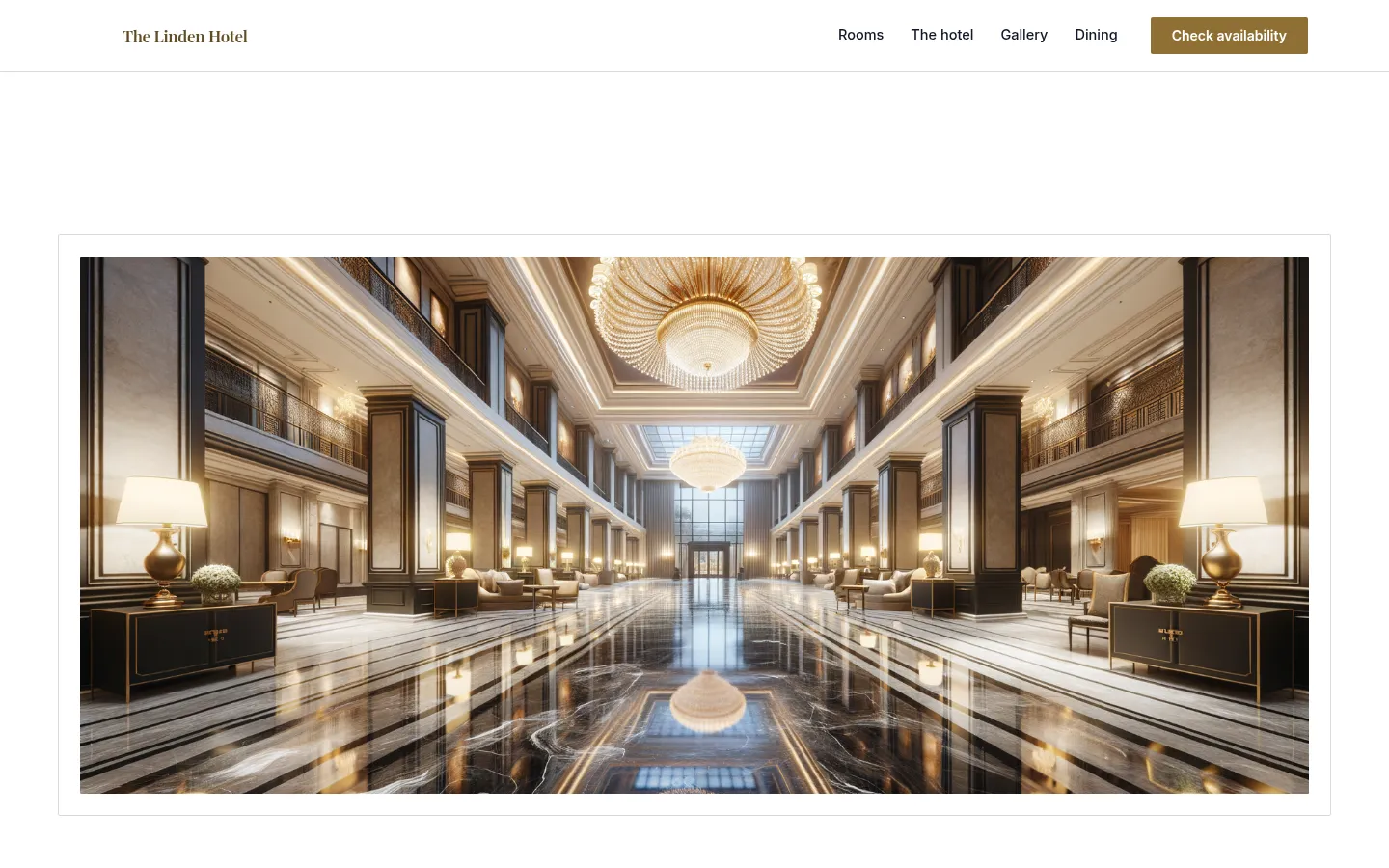 The The Linden Hotel website, as a visitor sees it
