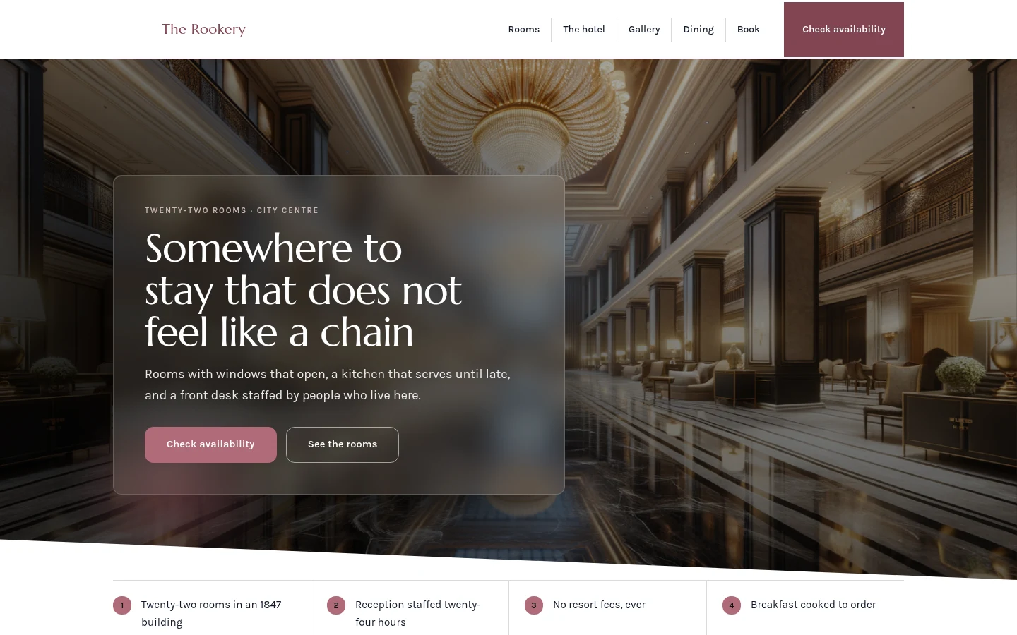 The The Rookery website, as a visitor sees it