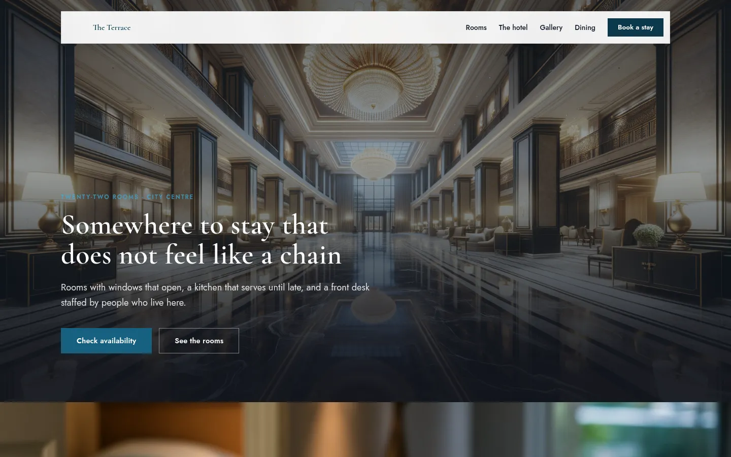 The The Terrace website, as a visitor sees it