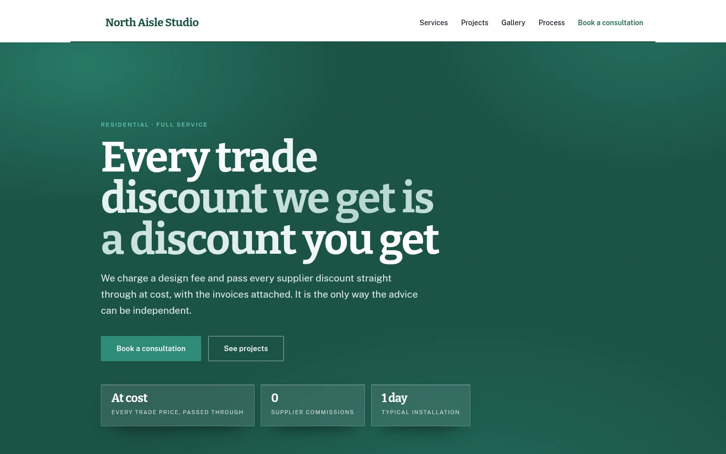 The North Aisle Studio website, as a visitor sees it