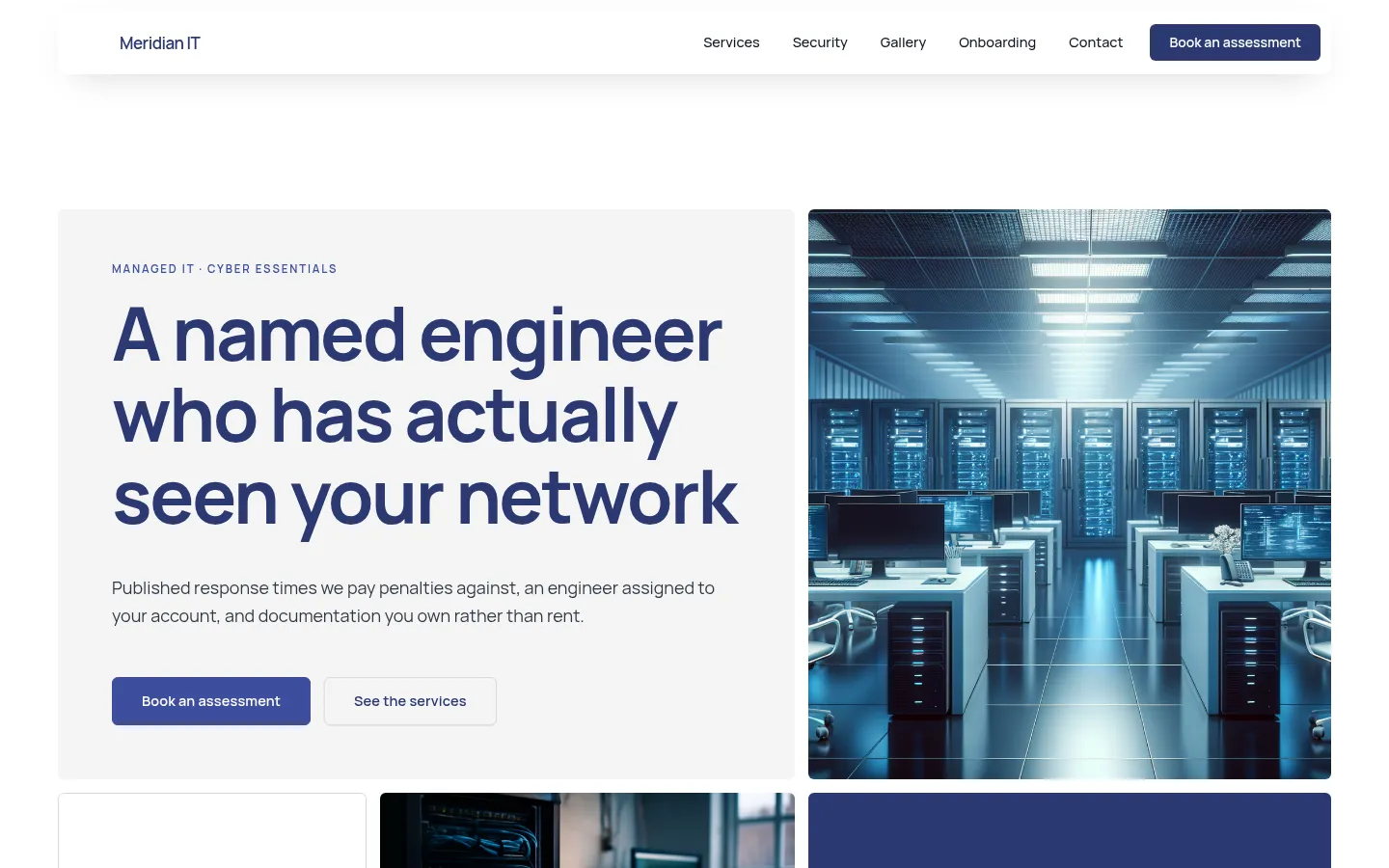The Meridian IT website, as a visitor sees it