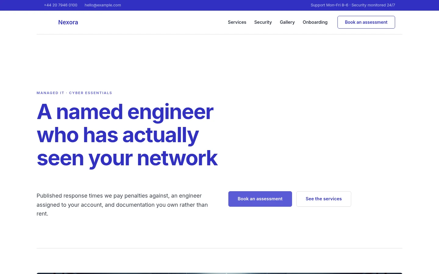 The Nexora website, as a visitor sees it
