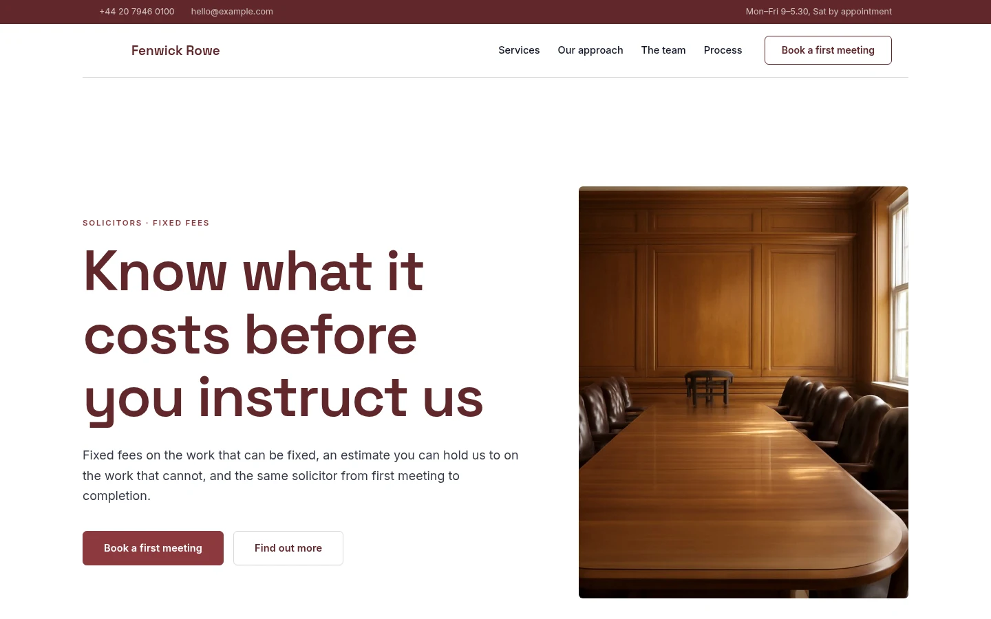 The Fenwick Rowe website, as a visitor sees it