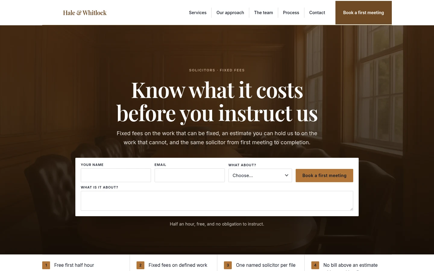 The Hale & Whitlock website, as a visitor sees it
