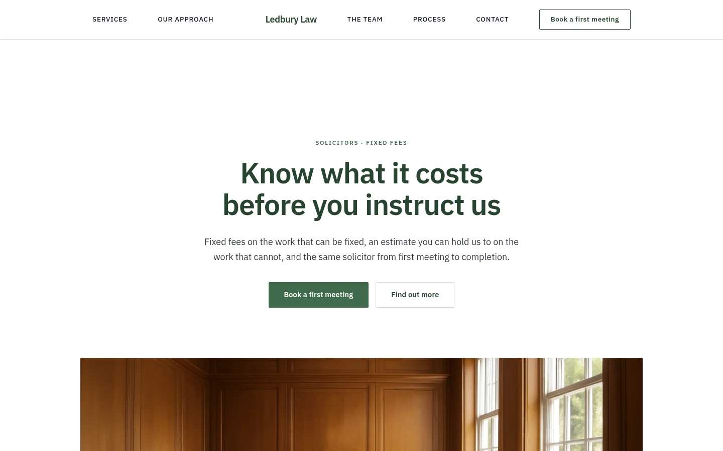 The Ledbury Law website, as a visitor sees it