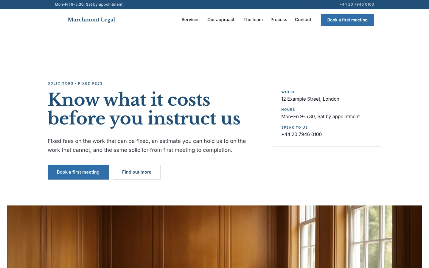 The Marchmont Legal website, as a visitor sees it