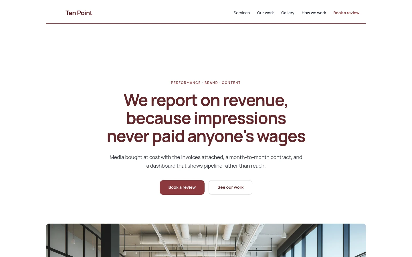 The Ten Point website, as a visitor sees it