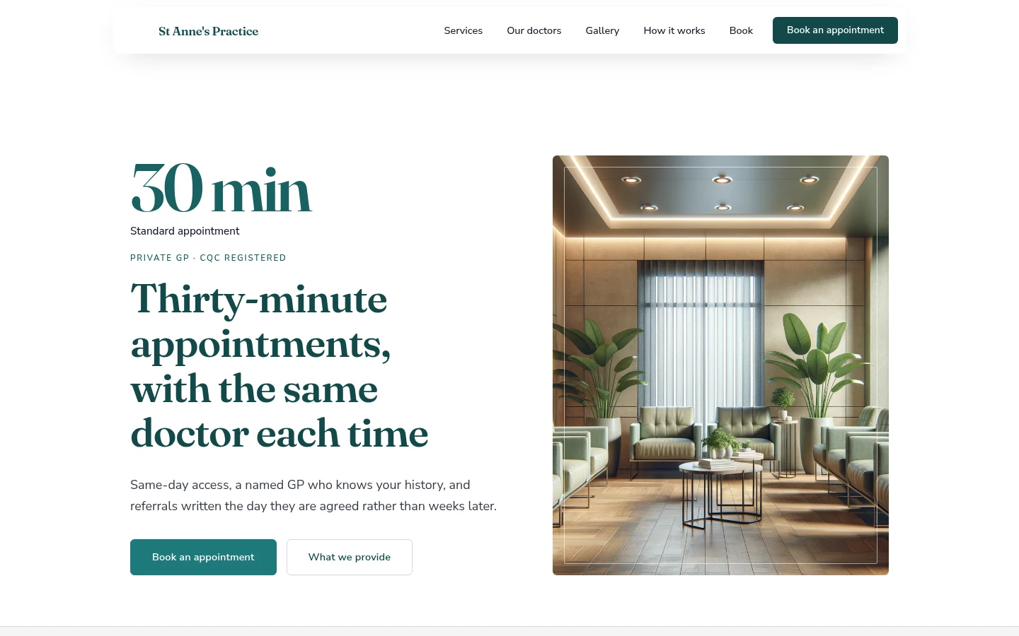 The St Anne's Practice website, as a visitor sees it