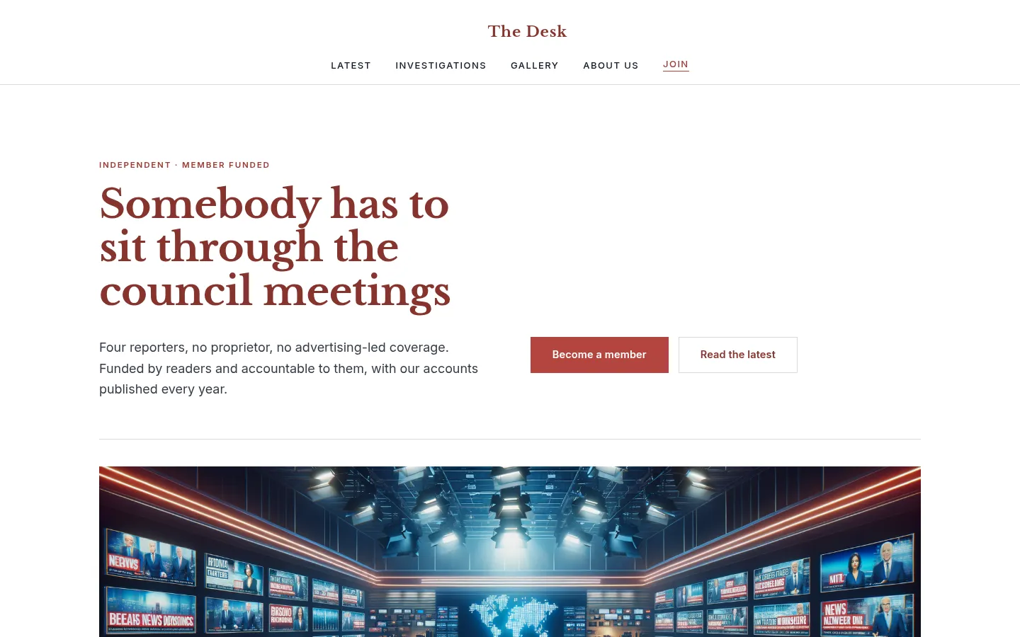 The The Desk website, as a visitor sees it