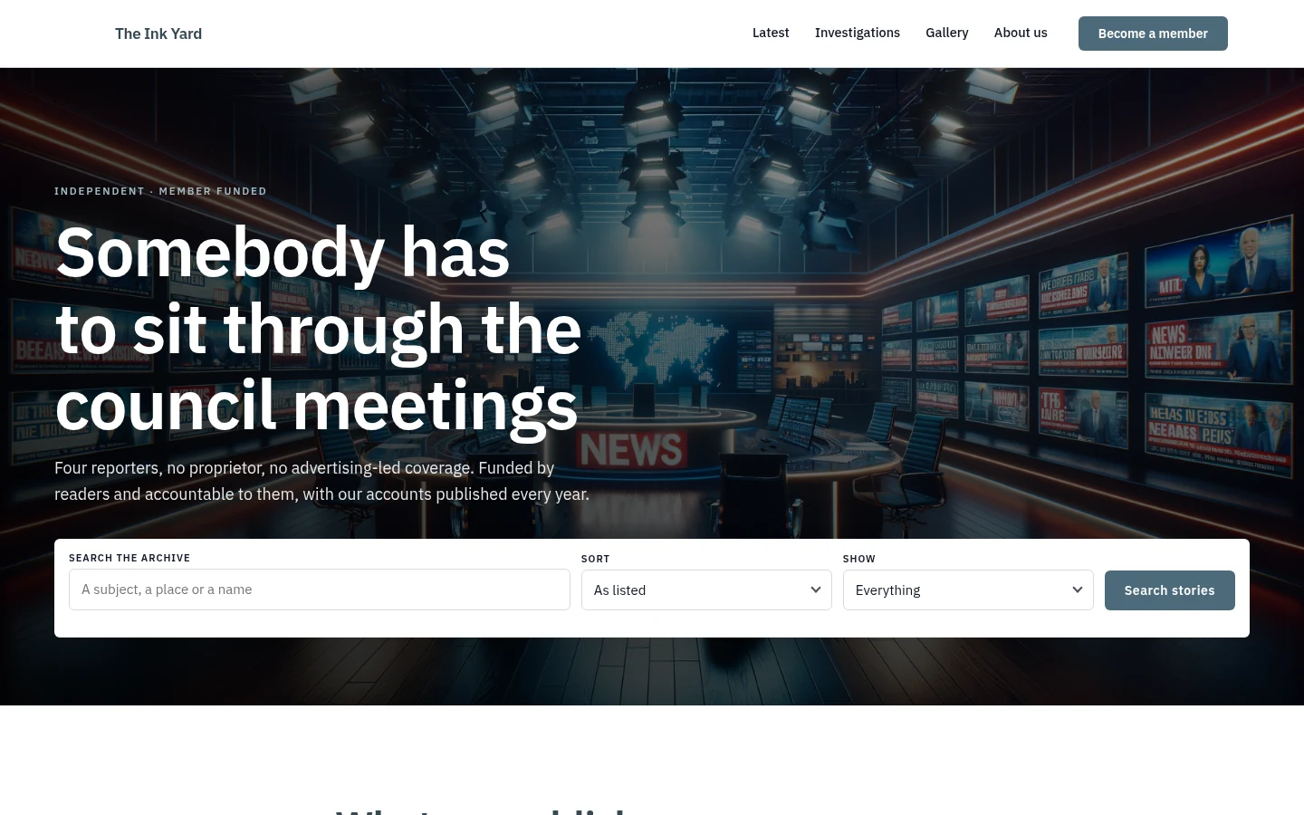 The The Ink Yard website, as a visitor sees it
