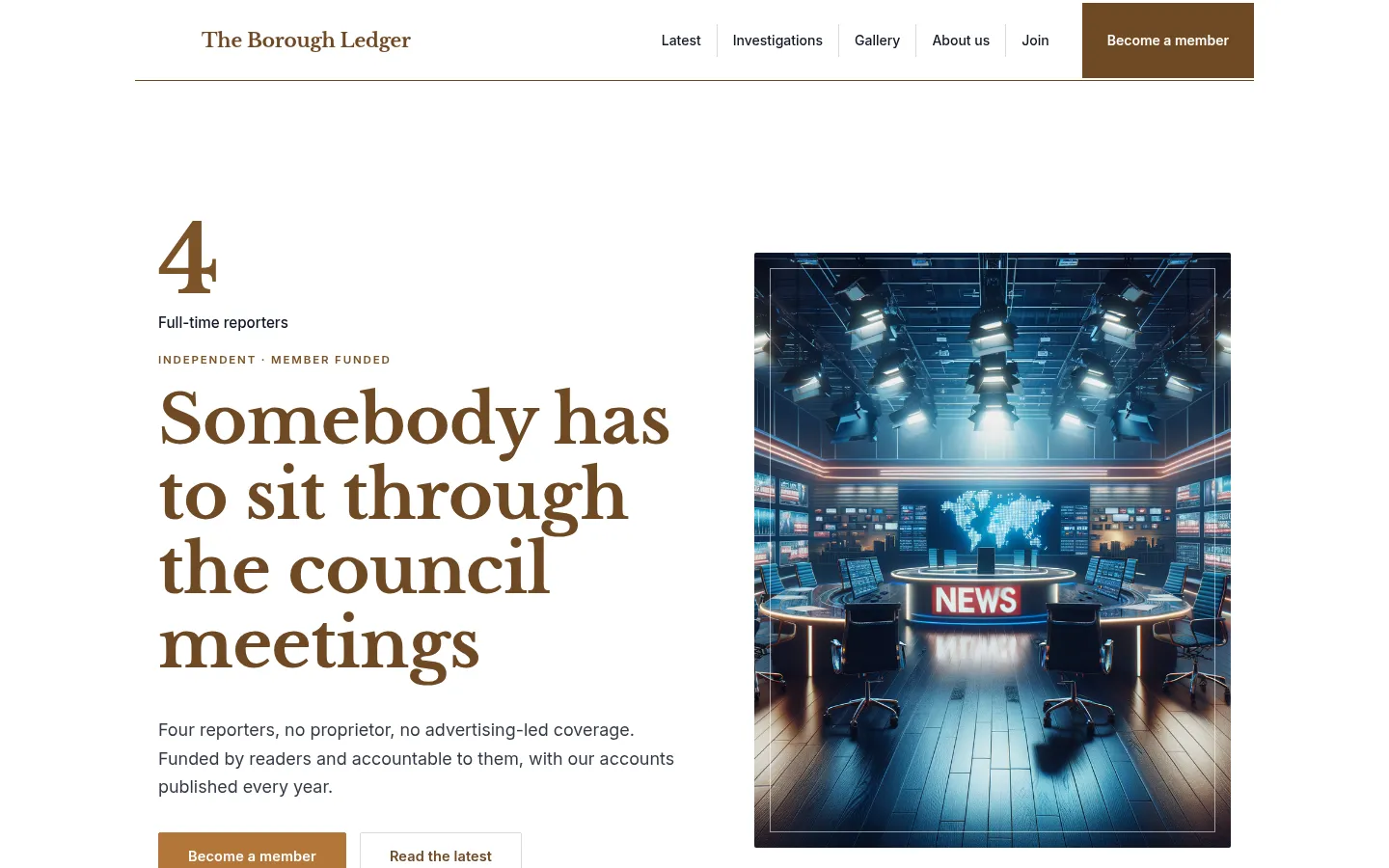 The The Borough Ledger website, as a visitor sees it