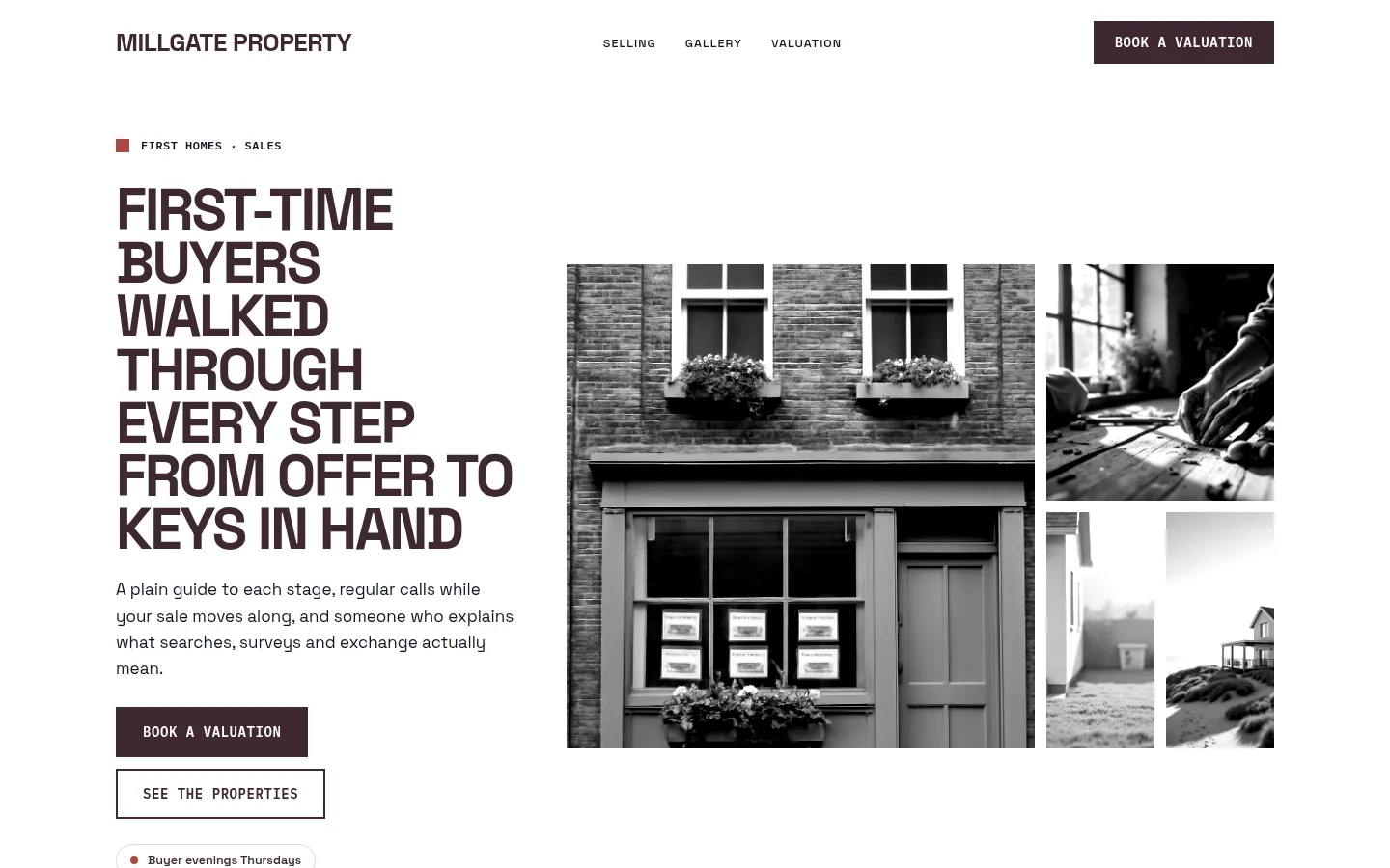 The Millgate Property website, as a visitor sees it