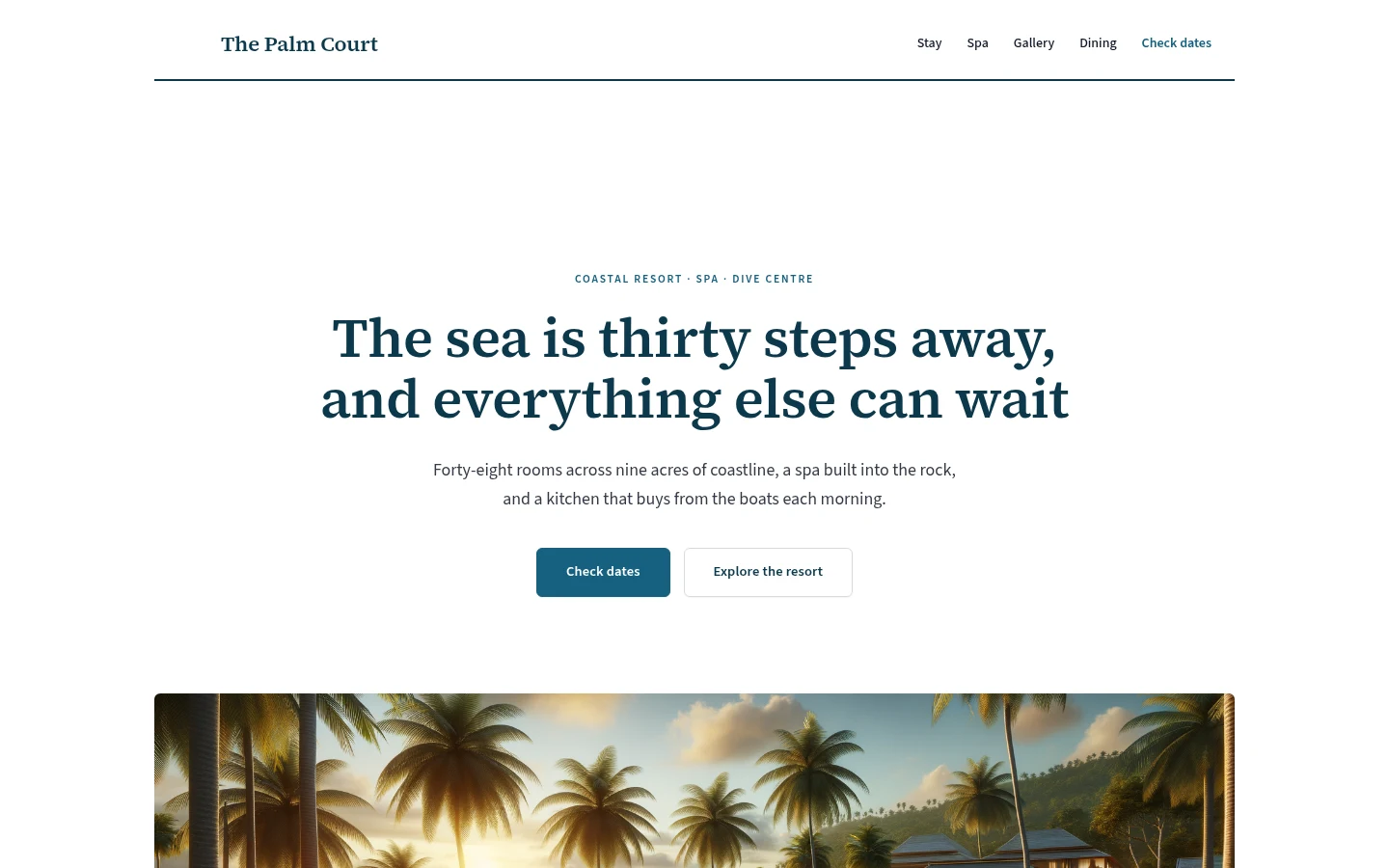 The The Palm Court website, as a visitor sees it
