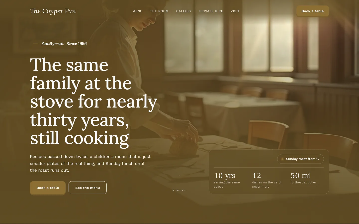 The The Copper Pan website, as a visitor sees it