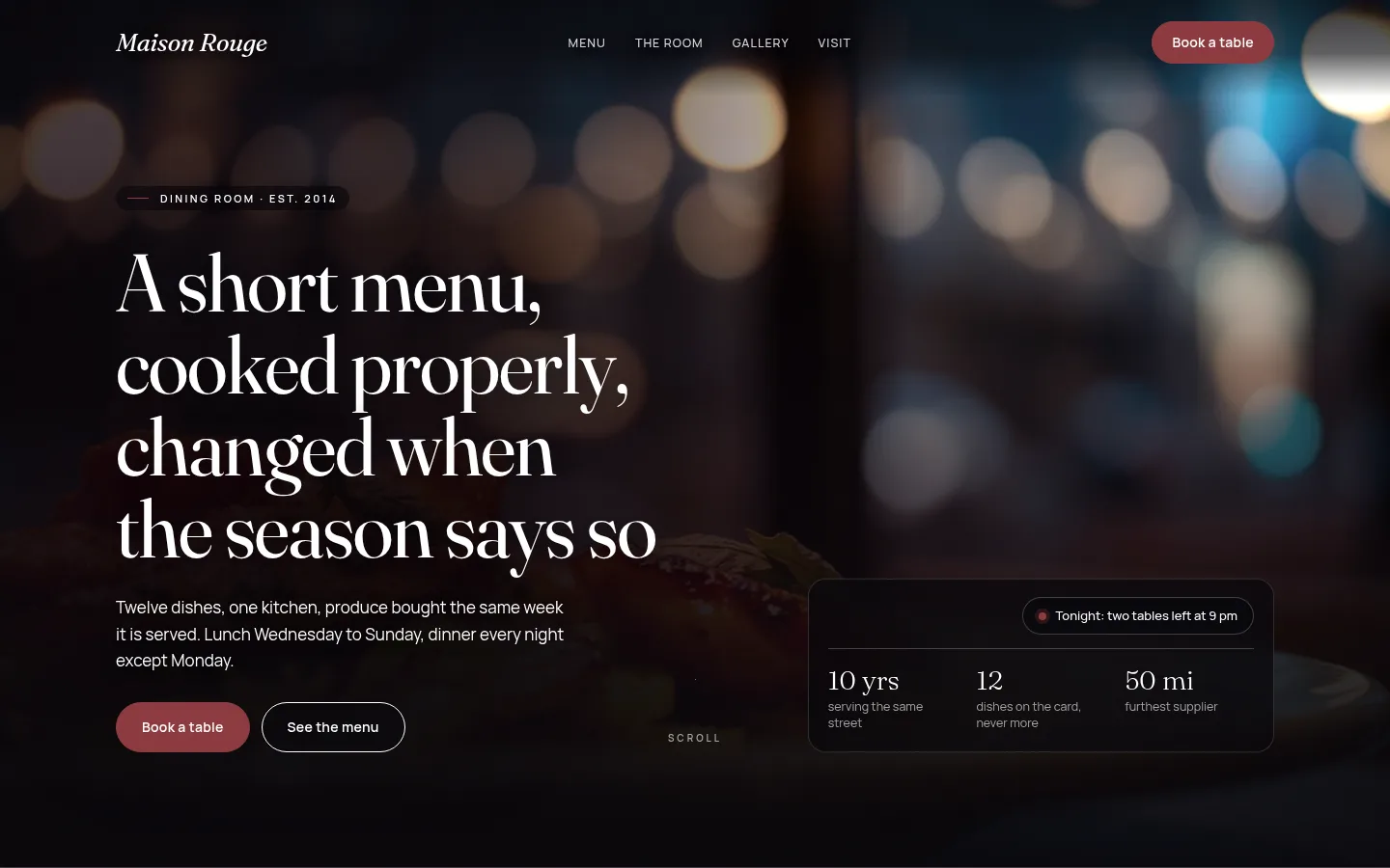 The Maison Rouge website, as a visitor sees it