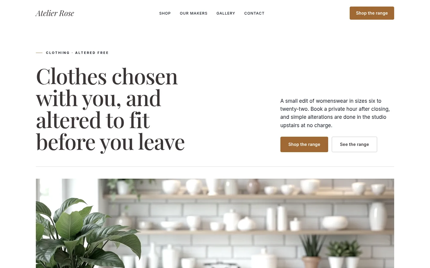 The Atelier Rose website, as a visitor sees it
