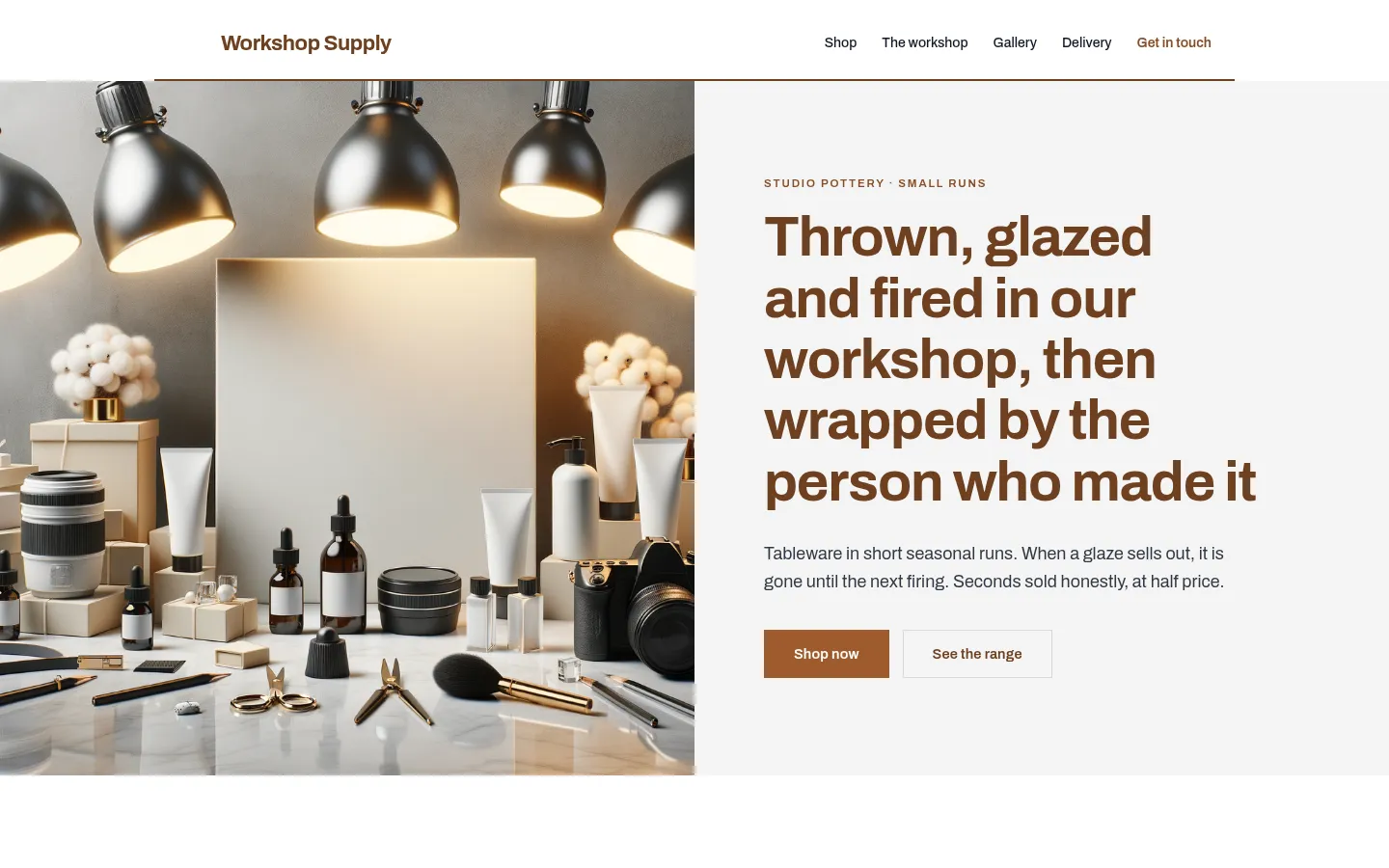 The Workshop Supply website, as a visitor sees it
