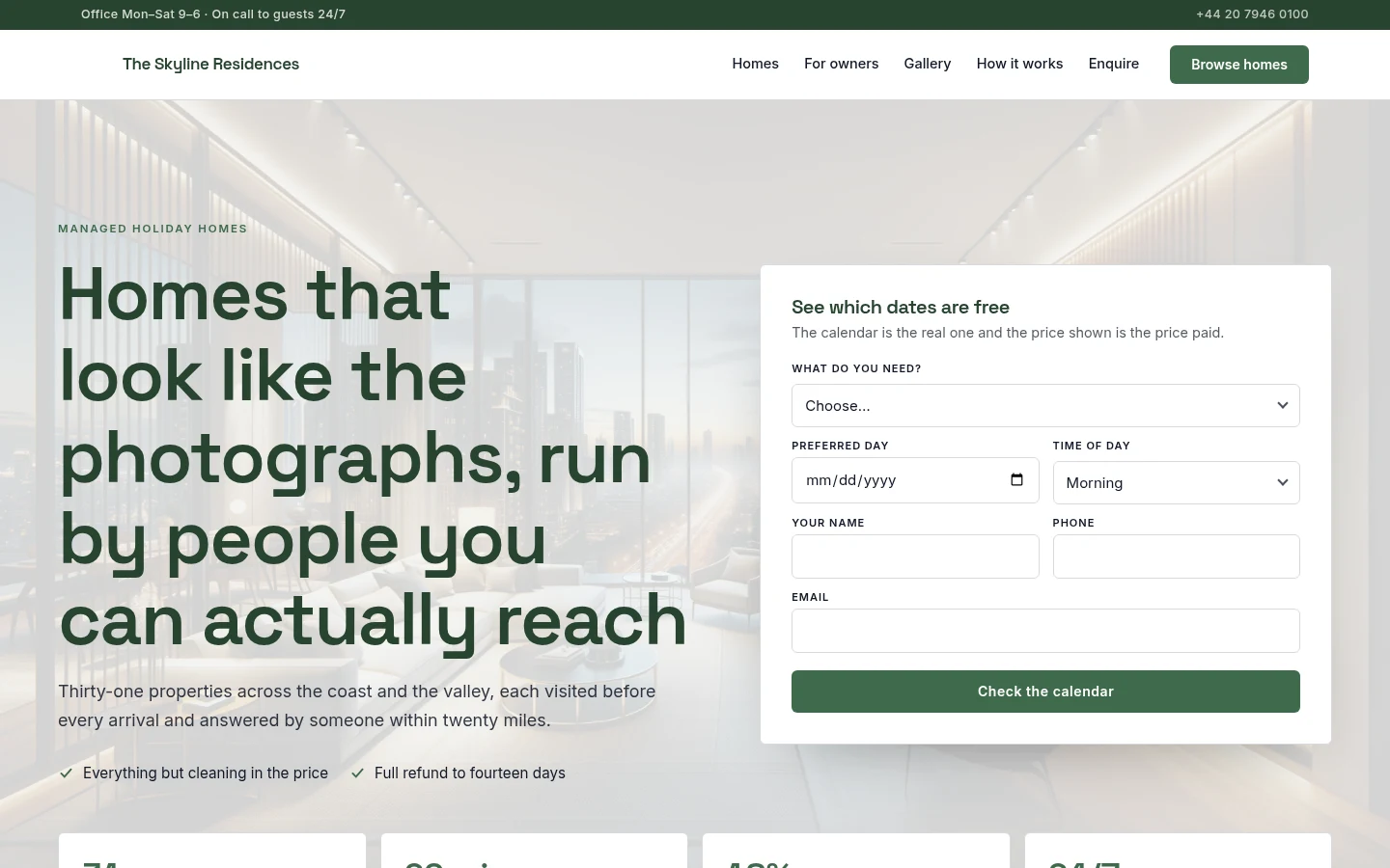 The The Skyline Residences website, as a visitor sees it