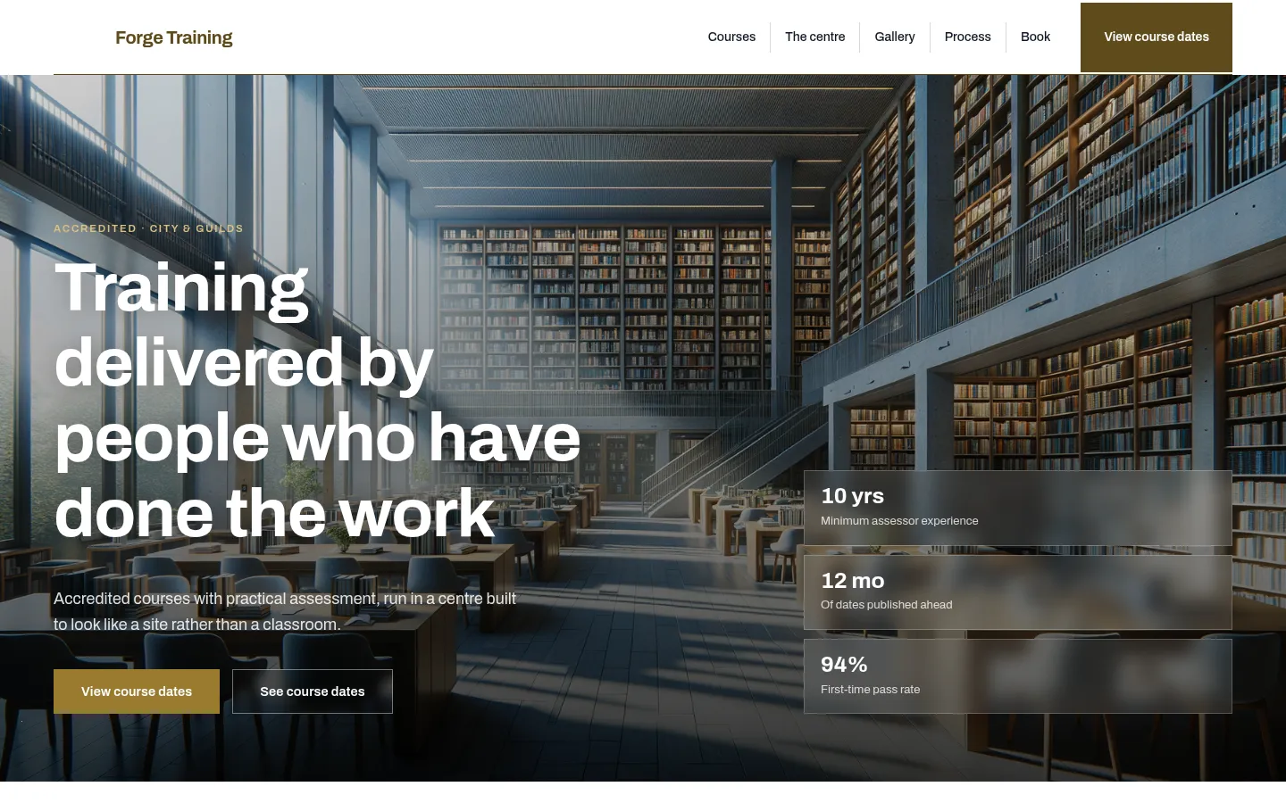 The Forge Training website, as a visitor sees it