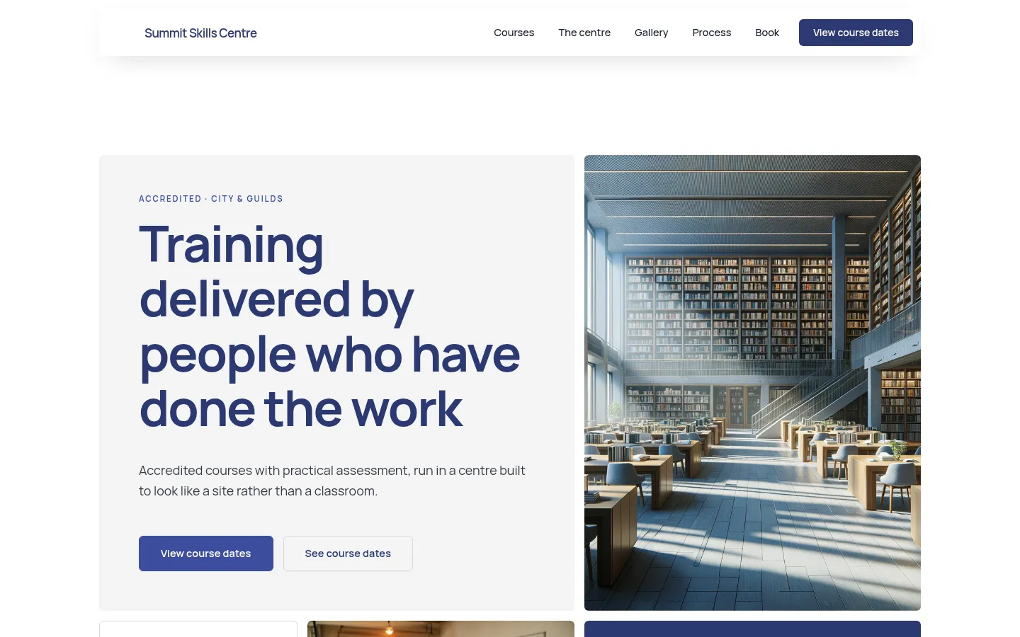 The Summit Skills Centre website, as a visitor sees it